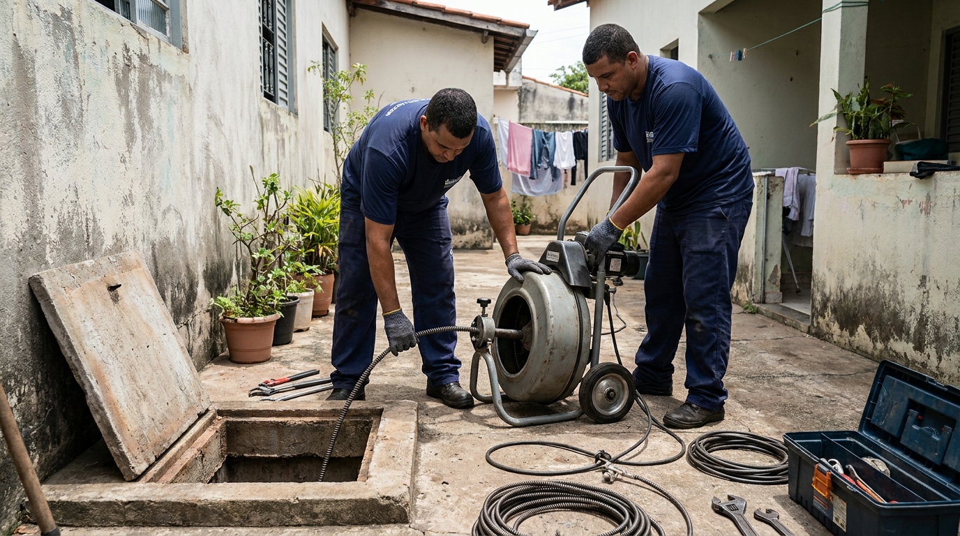 Desentupimento de Coluna Sanitária em Ipatinga, Sorocaba‑SP